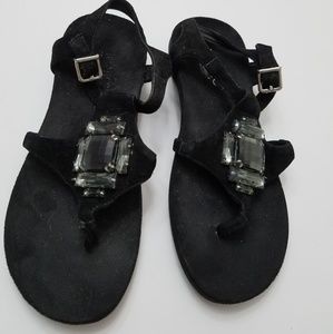Black Vionic flat thong orthaheel sandals size 5